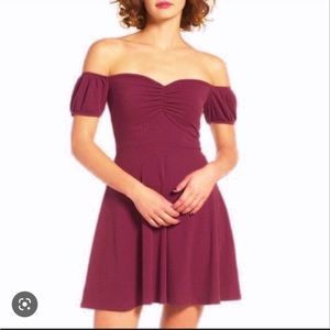 BP wine burgundy off the shoulder dress